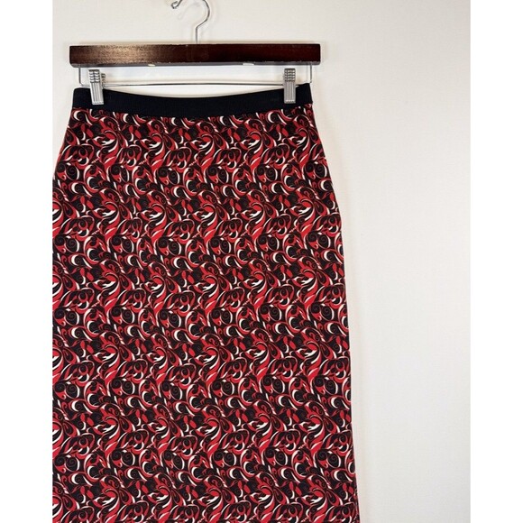 Miu Miu Womens Skirt Red FW 2000 Floral Straight Pencil Italian Pull On Small - Picture 5 of 10
